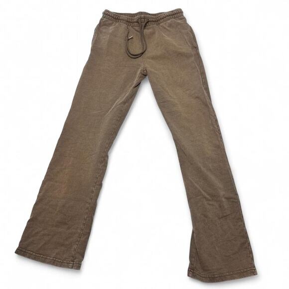 Love Connect Brown 100% Cotton Low Rise Jaw String Wide Leg Sweatpants Size S - Picture 1 of 5